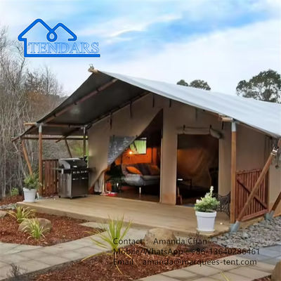 Купить Фабрика бежевый цвет Сафари Глампинг холст лодж палатка с модулем ванной комнаты Производство в сети