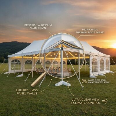Купить Корпоративная гала-вечеринка Маркизные палатки Clear-Span ABS Solid Wall Panel Dinner Canopy Structure Производство в сети