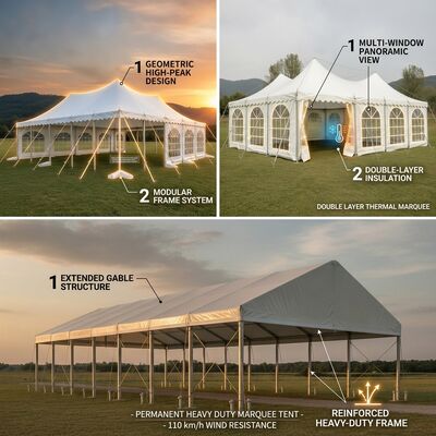6x12m Grand Hard Pressed Aluminium Alloy 6061/T6 Party Marquee Tent Anchor System Outdoor Event Shelter