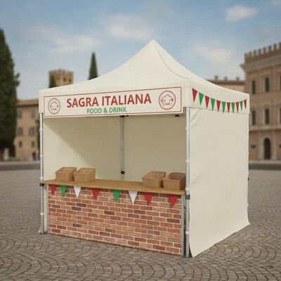 Портативный всплывающий складной шатер для вечеринок, алюминиевый навес для быстрой установки, итальянский фестиваль еды Сагра, рыночный прилавок